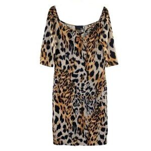 G1K Knit Sweater Dress Leopard Animal Print Midi